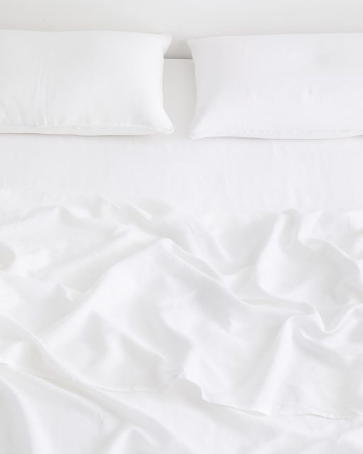 Sabana Ajustable de Lino Bed Threads - Lino 100% de lino frances - 170 GSM - Lujo y respetuoso con el medio ambiente - Transpirable, duradero y suave - Sabana ajustable individual - Lavable a maquina - Ca-R King - Blanco - Imagen 4