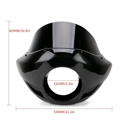 Parabrisas Deportivo de Motocicleta de 9" de Alto PACEWALKER,  Kit Estilo Club con Faro de 5.75", Parabrisas Negro para Super Glide T-Sport FXDXT, Estilo Corto FXR (Negro Brillante) - Imagen 3