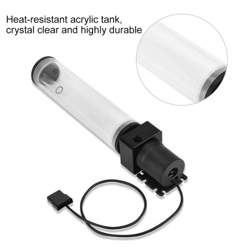 Diyeeni 19W 12v CPU Agua Enfriamiento Bomba Deposito DIY Combo, Bomba de Agua 800L/H, Puerto de Rosca G 1/4", Herramienta de Intercambiador de Calor del Sistema de Enfriamiento de Agua de la CPU de PC, Material Acrilico Transparente, Facil Instalacion (210mm) - Imagen 4