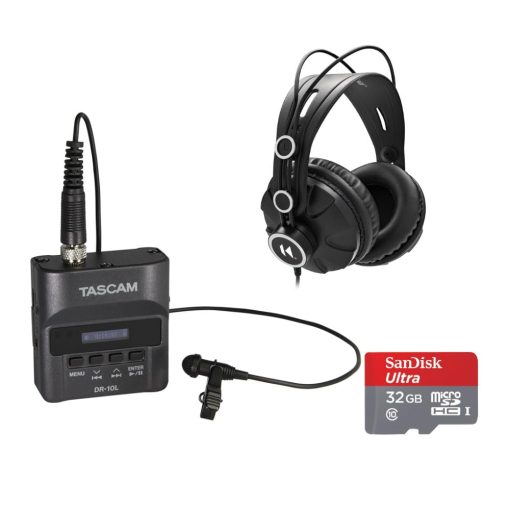 Grabadora Digital Tascam DR-10L con Audifonos Cerrados Tascam TH-03 y Tarjeta SD de 32 GB (3 Articulos)