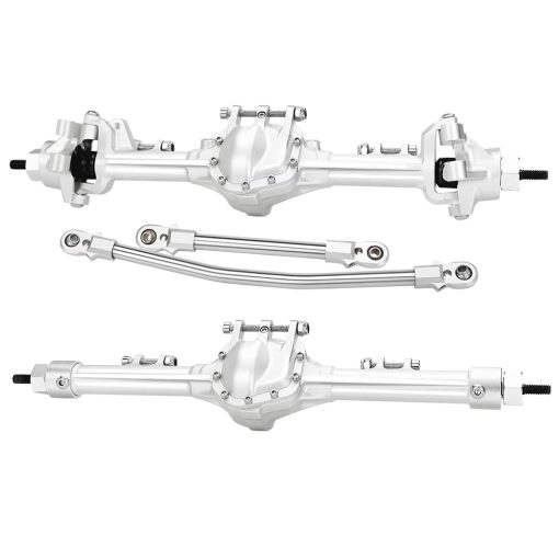 Set de ejes delanteros y traseros de aluminio GLOBACT para 1/10 Axial SCX10 I II RC Crawler Car Upgrade Accessories (Plata)