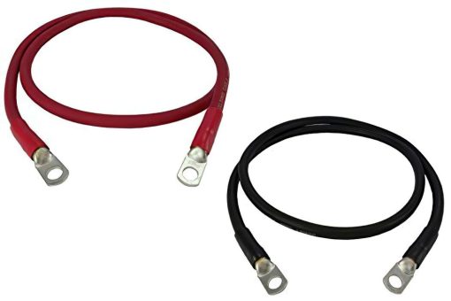 AIMS Power CBL02FT1/0 Cable de inversor de cobre 1/0 AWG 2 pies, Compatible con inversores de 12V 3000W o mas pequenos; Extremos enganchados, Diametro del cable de 9/16", Diametro del terminal de 5/8", Cobre desnudo moldeado suave