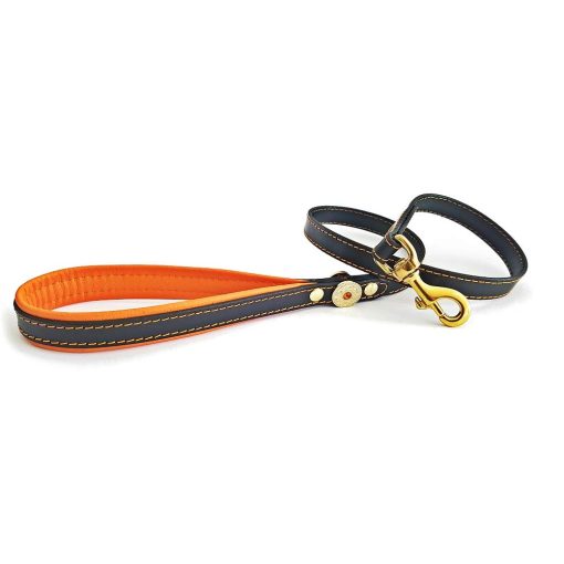 Correa de Cuero Genuino para Perros Bestia Bijou. 110 cm de Largo, 2 cm de Ancho. Broche Resistente. Decoracion de Remaches