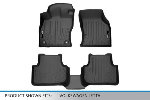Tapetes de piso a medida SMARTLINER Juego de 2 filas Negro Compatible con Volkswagen Jetta 2019-2022 - Imagen 5