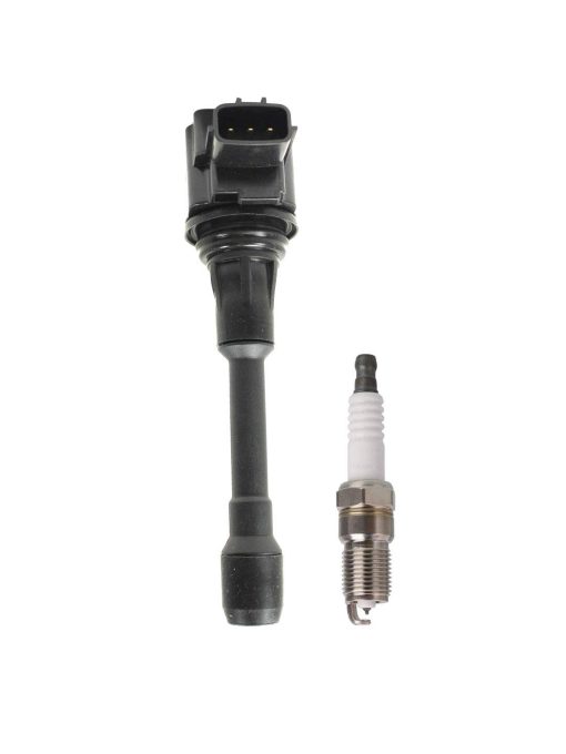Juego de 4 bujias de platino ENA y 4 paquetes de bobinas de encendido compatibles con Nissan Frontier Versa Note Micra Sentra Versa 1.6L 1.8L 2.0L 2.5L Reemplazo para UF509 22448EA000 - Imagen 2