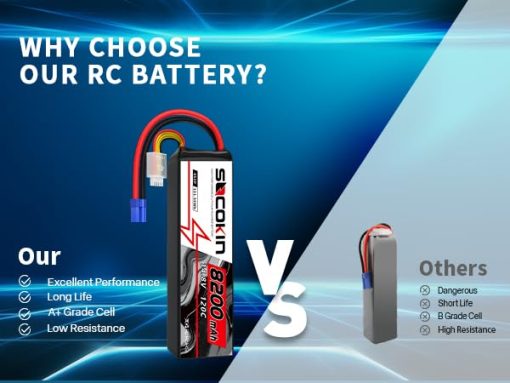 Bateria de Lipo 4S Socokin 14.8V 8200mAh 120C con Conector EC5 Estuche Suave para Coche RC X-Maxx Barco RC Camion de Carreras Helicoptero Aeroplano Paquete de 2 - Imagen 4