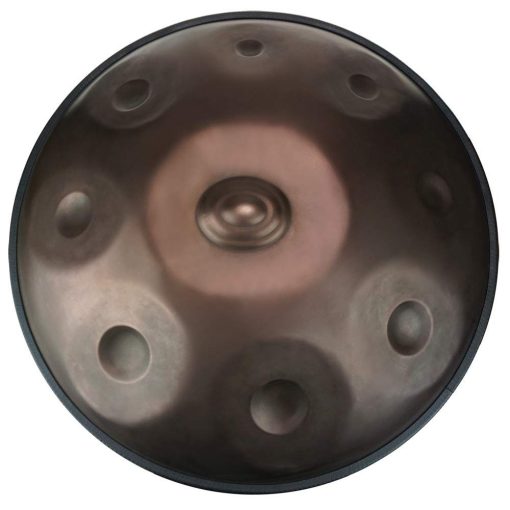 Handpan "Lark Music" en Re Menor 9 notas tambor de acero (58cm de diametro, Superficie Bronce (D Menor) 9 notas D3 A Bb C D E F G A)