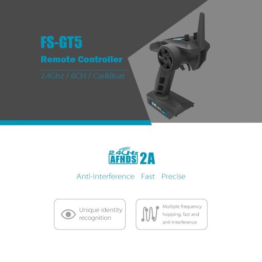 Control remoto Flysky FS-GT5 2.4G de 6 Canales para Coche Barco RC con Receptor FS-BS6 - Imagen 4
