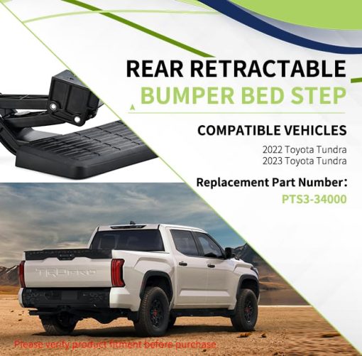 Paso de cama trasera Tailgate Bedstep Apto para Toyota Tundra 2022 2023 Plegable Paso de camion retractil Paso de parachoques reemplazar # PTS30-34000 - Imagen 2