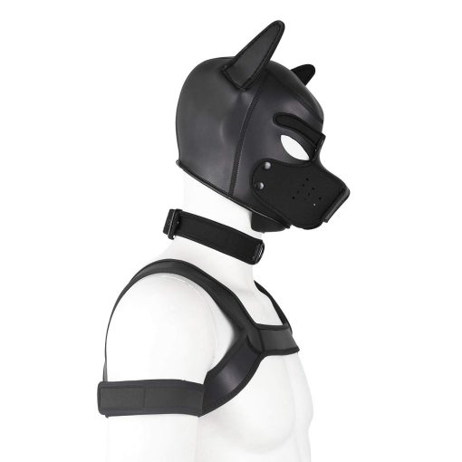 Mascara de Perro Neopreno Completa con Capucha Desmontable para Cachorros QUYUWOWO (Negro, Kit de Mascara) - Imagen 4