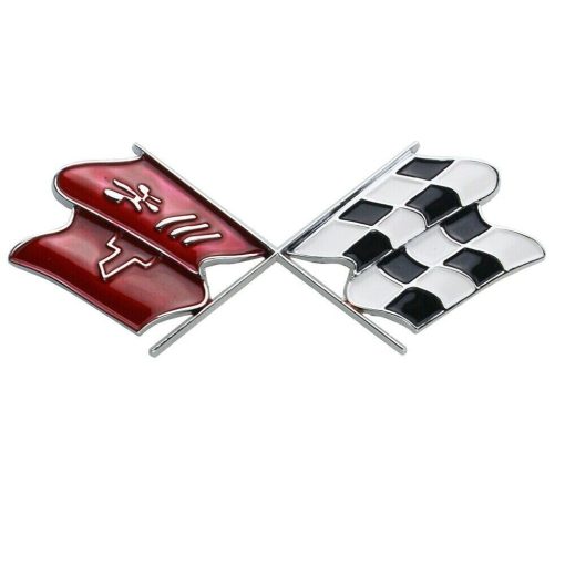 Emblema de Capo delantero de la Nariz de un Coche de Corvette C3 1968-1972 Gas de Deposito Cruz de la Bandera Roja (Paquete de 2 piezas)