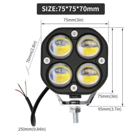 Luces de conduccion LED de pod doble color ambar/amarillo blanco 2Pcs 40W 3 pulgadas Luces de conduccion LED OffRoad Luces auxiliares de trabajo Luces de zanja Se ajustan a motocicleta camion auto SUV ATV barco camionetas Tractor - Imagen 2