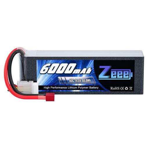 Bateria Lipo Zeee 4S 6000mAh 60C 14.8V con Estuche Suave y Conector Deans Compatible con Aviones RC Quadcopters Helicopteros Coches Camiones Barcos