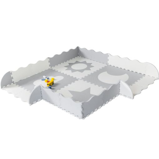 Tapete de Juego para Bebes - 61"x61" Extra Grande, Gris y Blanco, Entrelazado, Espuma No Toxica, Seguro para Bebes e Infantes