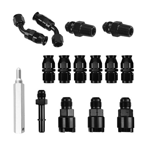 Kit de linea de combustible SPELAB CPE 25FT 6AN, Manguera de linea de combustible trenzada de nylon Kit de accesorios de manguera de combustible Negro - Imagen 3