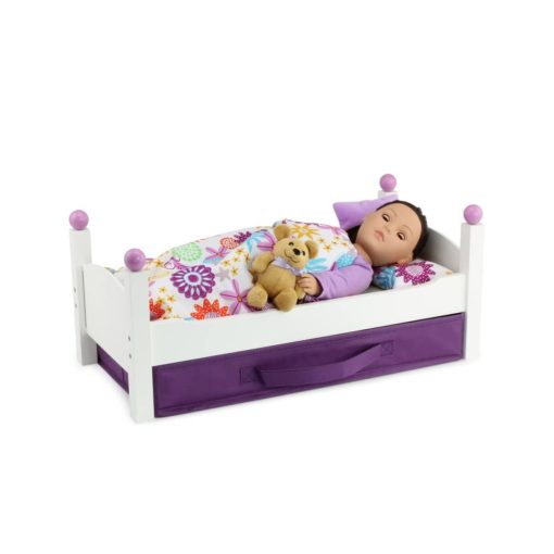 Conjunto de Regalo de Muebles para Munecas Emily Rose de 18 Pulgadas | Cama para Munecas Apilable Individual de 18" | Incluye Contenedor de Almacenamiento de Ropa de Muneca de Tela | Compatible con Munecas de 14-20" - Imagen 6