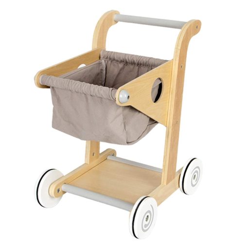 Carrito de Compras de Madera Pequeno Comprador de Juego de Roles para Ninos Regalos, 30x34x45cm