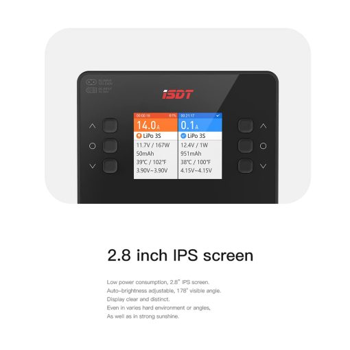 Cargador de Balance de Bateria ISDT K2 AIR Lipo 1-6S AC 200W DC 500Wx2 20A para Life, Lilon, LiPo, LiHv/Pb/NiMH con Display LCD de 2.8 Pulgadas - Imagen 7