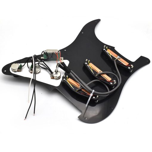 SoulDiM 3Ply 11-Hole SSS Prewired Loaded Pickguard con Doble Pastilla de Bobina Caliente de Alta Salida Kit para Guitarra Electrica Fender Squier Strat Negra - Imagen 5