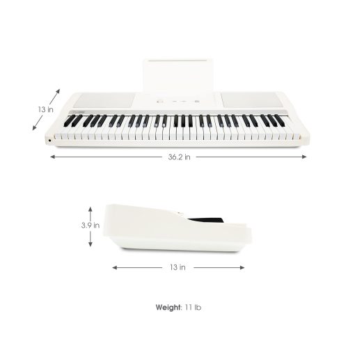 Teclado Piano THE ONE, 61 Teclas para Principiantes/Profesionales, Piano Electrico con Teclas Iluminadas, Soporte de Musica y Aplicacion de Piano, Compatible con USB MIDI/Audio/Microfono/Auriculares/Pedal Sustain - Imagen 8