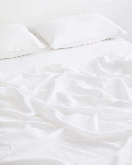 Sabana Ajustable de Lino Bed Threads - Lino 100% de lino frances - 170 GSM - Lujo y respetuoso con el medio ambiente - Transpirable, duradero y suave - Sabana ajustable individual - Lavable a maquina - Ca-R King - Blanco - Imagen 2