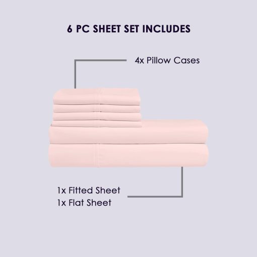 Juego de sabanas de algodon 100% Pizuna Pure King Size Rosa Claro, 800 hilos 100% algodon de fibra larga sabana para cama King con 15 "2 fundas de almohada extra (juego de sabanas de algodon peinado) - Imagen 4