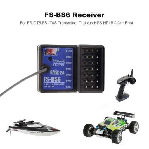 Control Remoto Flysky FS-GT5 de 6 Canales con Receptor de Giro FS-BS6 2.4G para Coche Buggy Crawler Barco Tanque - Imagen 4