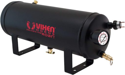 Kit de Claxon de Tren Vixen Horns para Camiones/Carros/Semis. Sistema Completo a Bordo - Compresor de Aire de 150psi, Tanque de 1.5 Galones, 4 Trompetas. Super Fuerte dB. Compatible con Vehiculos como Pickups/Jeeps/RVs/SUV 12v VXPRO8524B - Imagen 4
