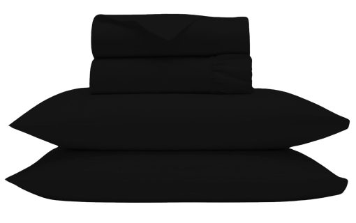Juego de Sabanas de Hotel Bluemoon Homes Tamano Queen 1000 Hilos de Algodon Egipcio 100% Lujo de Hotel Bolsillo Profundo Patron Solido 1 Sabana Ajustable, 1 Sabana Plana y 2 Fundas de Almohada Estandar Tamano 4 Piezas (Negro)