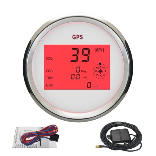 Velocimetro Digital GPS Impermeable 3 3/8" ELING Odometro Computador de Viaje Cromado Indicador de Velocidad para Coche Motocicleta Camion Bicicleta Barco 12V 24 Voltios