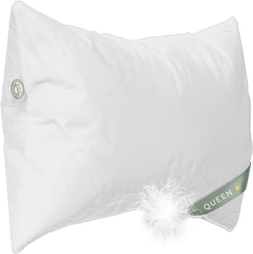 Almohada tamano Queen de East Coast Bedding - 1 Pack - Almohada de lujo de hotel para una cama de lujo - Almohada 100% pluma de ganso Europeo 800FP - Almohada sin plumon para dormir
