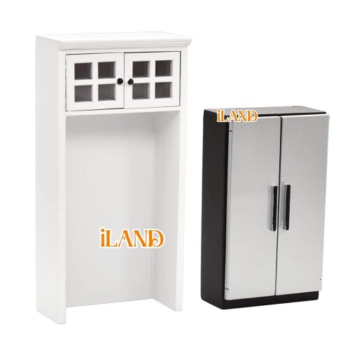 Juego de Muebles de Cocina de Casa de Muñecas iLAND, Moderno en Escala 1/12 de Madera Blanca para Almacenar Comida en Miniatura - Imagen 8