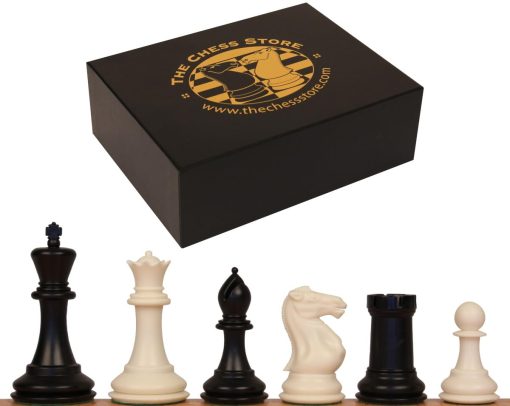 Conjunto de Ajedrez de Tamano de Torneo Triple de Plastico - Negro y Marfil, Rey de 3.75" con Reinas Extra y Caja