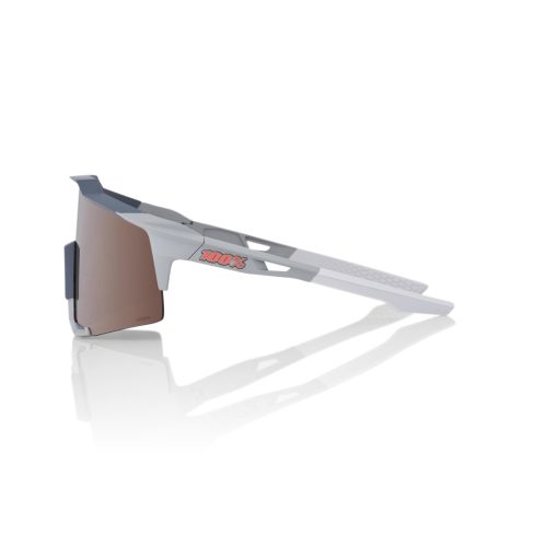 Gafas de Ciclismo de Rendimiento Deportivo 100% SPEEDCRAFT (Gris Piedra Suave - Lente Espejo Hiper Crimson Plateado) - Imagen 3