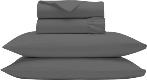 Juego de sabanas Full de 100% algodon Egipcio con 1000 hilos - Juego de sabanas para cama Full de 4 piezas con bolsillo profundo de 18", suave saten y juego de ropa de cama refrescante - Gris Oscuro