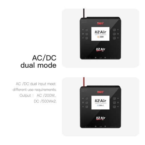 Cargador de Balance de Bateria ISDT K2 AIR Lipo 1-6S AC 200W DC 500Wx2 20A para Life, Lilon, LiPo, LiHv/Pb/NiMH con Display LCD de 2.8 Pulgadas - Imagen 4