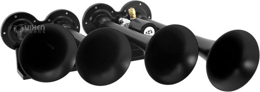 Kit de Claxon de Tren Vixen Horns para Camiones/Autos/Semirremolques. Sistema Completo a Bordo - Compresor de Aire de 200 psi, Tanque de 2.5 Galones, 4 Trompetas. Super Fuerte dB. Compatible con Vehiculos como Pickups/Jeeps/RVs/SUVs 12v VXO8325/4124B - Imagen 4