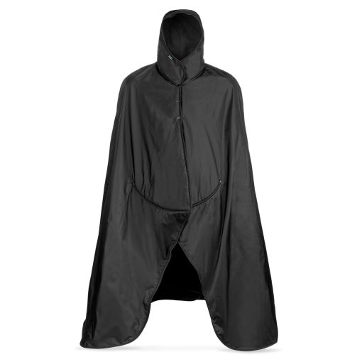 Manta con capucha Mambe Small Extreme Weather Negra - 100% impermeable y a prueba de viento con bolsa de transporte premium - Perfecta para estadios y actividades deportivas - Fleece lavable a maquina