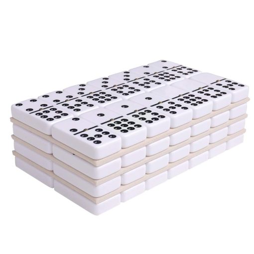Set de Domino Doble 9 Grande Blanco de Silverman & Co. - Estuche Rosa - Imagen 4