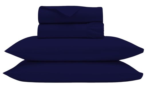 Juego de sabanas de algodon Queen Size - Juego de sabanas egipcias de 1000 hilos - Juego de sabanas Queen de 4 piezas, sabanas Queen de bolsillo profundo de 18", juego de ropa de cama suave de saten de enfriamiento, azul marino