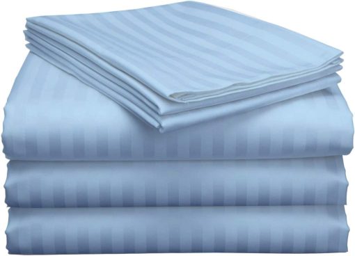 Juego de sabanas divididas (5 piezas) Juego de sabanas divididas California King para camas ajustables 100% algodon egipcio 800 hilos Juego de sabanas divididas California King, bolsillo profundo de 21", sabanas para cama ajustable, rayas azules claras