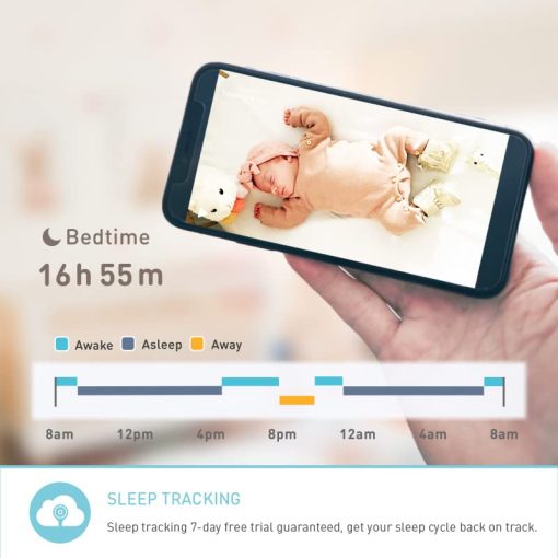 Monitor de bebe Lollipop (Algodon de azucar) - Camara inteligente full-featured con deteccion real de llanto con plan de suscripcion adicional de monitoreo de la respiracion / seguimiento del sueno (Accesorios gratuitos) (Prueba gratuita de 7 dias) - Imagen 3