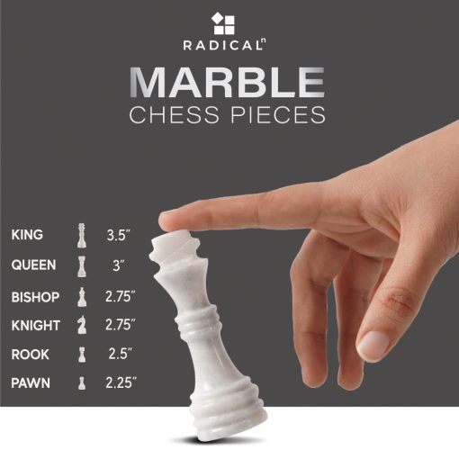 Juego de ajedrez de marmol Radicaln con caja de almacenamiento 15 pulgadas blanco y negro hecho a mano 1 tablero de ajedrez con 32 piezas de ajedrez - Juego de ajedrez para 2 jugadores Juegos de mesa para adultos - Imagen 6
