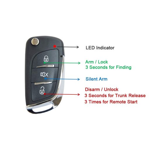 Sistema de Alarma de Seguridad de Entrada Sin Llave para Automovil + Arranque Remoto del Motor + Boton de Encendido/ Apagado de Motor - Imagen 6