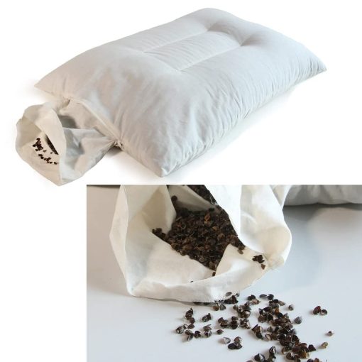 Set de Almohada Ajustable de Trigo Sarraceno y Dos Fundas Tipo Sobre, Tela Organica (Grande) - Imagen 3