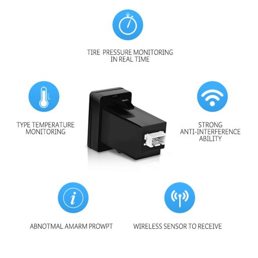 Sistema de Monitor de Presion de Neumaticos TPMS U912 Monitoreo de Presion y Temperatura en Tiempo Real 4 Sensores RF Internos/Externos Ranura Predeterminada Bateria de 5 anos (Para Nissan, con 4 sensores internos/bateria reemplazable) - Imagen 5