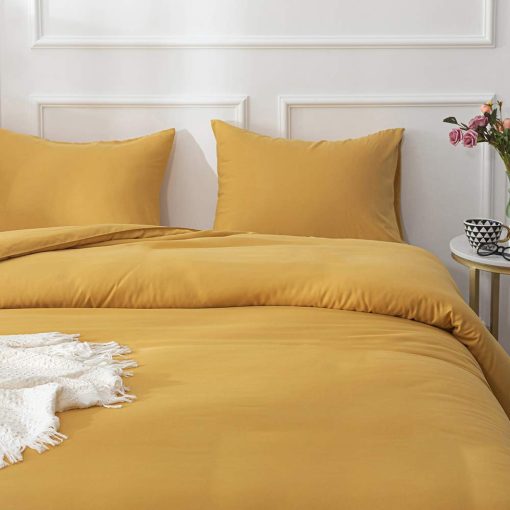 Juego de edredon Houseri Mostaza Amarillo Tamano King Conjuntos de Ropa de Cama Comforter en Amarillo Mostaza Oscuro para Mujeres Ninas Edredon Mostaza Manta Tamano King para Ninos Hombres Conjuntos de Edredon Comforters Tamano King - Imagen 3