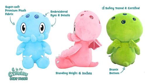 Paquete de tres peluches Baby C is for Cthulhu (Verde + Rosa + Azul) - Imagen 3