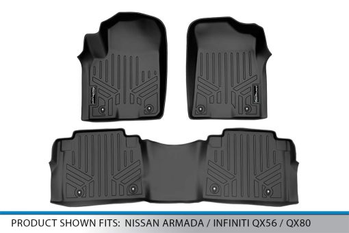 Juego de 2 tapetes para piso SMARTLINER a medida color negro compatible con Armada 2017-2018 / Infiniti QX56 2011-2013 / QX80 2014-2018 - Imagen 5