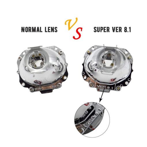 YUFANYA 2.5 Pulgadas H1 8.1 Ver Bixenon Proyector de Lente con Funcion de Luces Altas/Bajas, Decoracion de Ojos de angel Blancos, Funcion de Luces Diurnas, Mascara Cromada, Compatible con Coche Motocicleta H1 H4 H7 Retrofit - Imagen 4